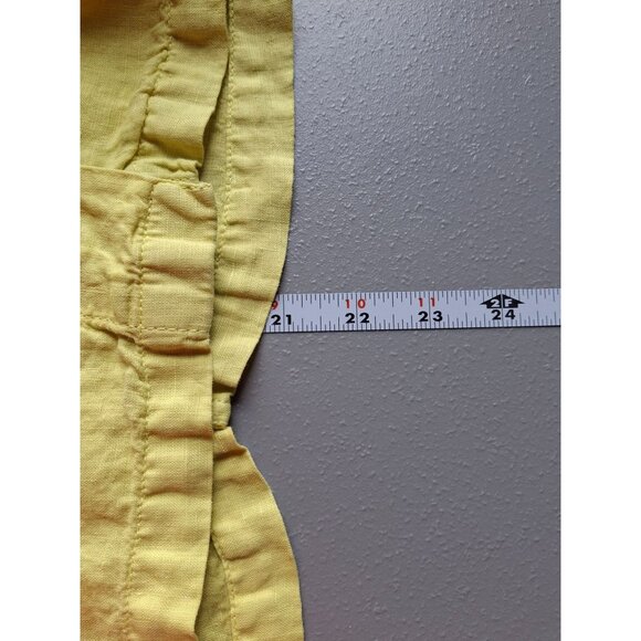 C&C California Linen Button Down Round Neck Blouse Womens Small Yellow - Picture 7 of 7
